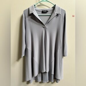 NEW Simpli Bop Top 3/4th Sleeve Silver/Gray Tunic Hi-Lo Blouse Women’s 8 Canada